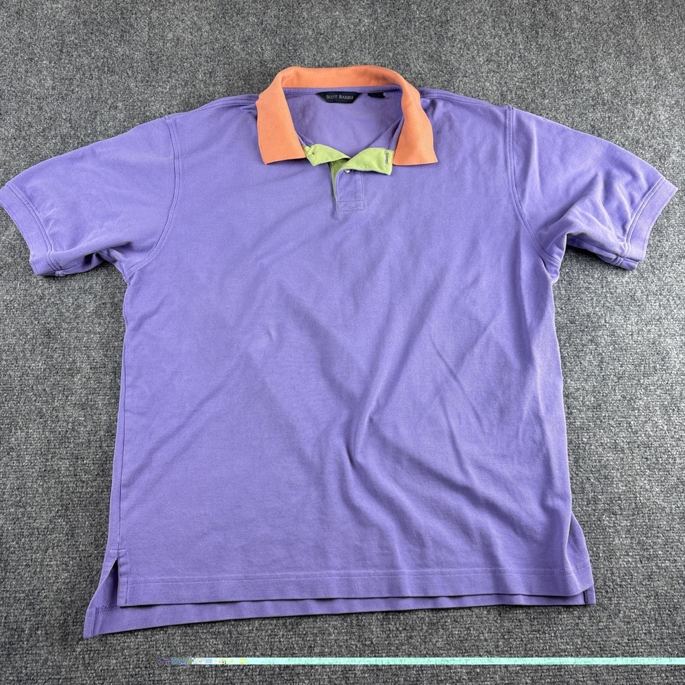 Scott Barber Men's XL Purple 100% Pima Cotton Color Block Golf Polo Shirt Peru